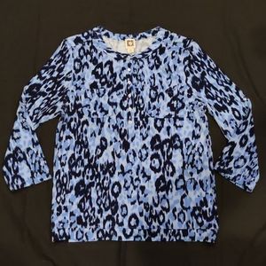 Anne Klein Blue Leopard 3/4 Sleeve Blouse